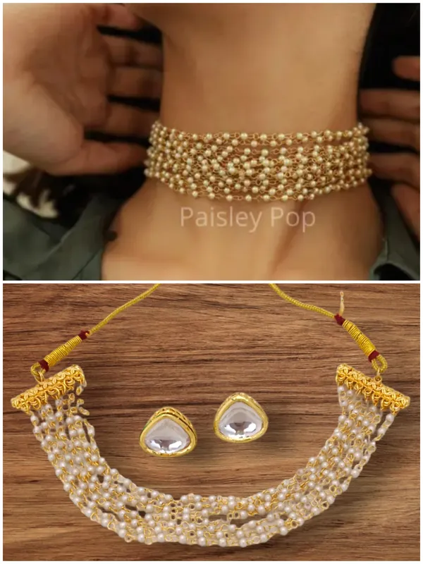 Layered pearl choker hot sale