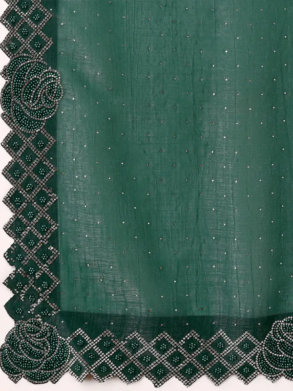 Green_Jimmy_Choo_Satin_Saree_With_Unstitched_Blouse_For_Women