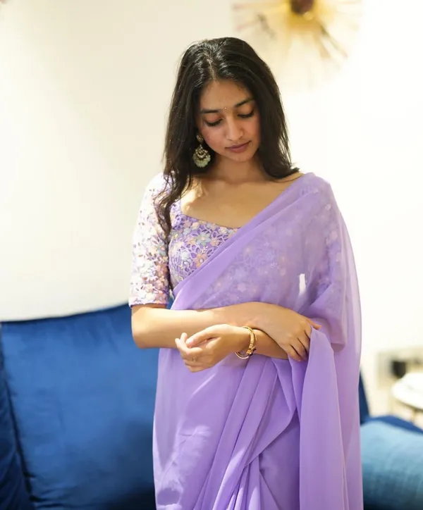 GEET_LAVENDER_GEORGETTE_SILK_SAREE_WITH_EMBROIDERED_BLOUSE