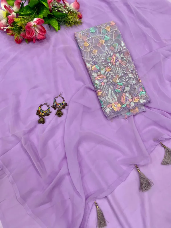 GEET_LAVENDER_GEORGETTE_SILK_SAREE_WITH_EMBROIDERED_BLOUSE