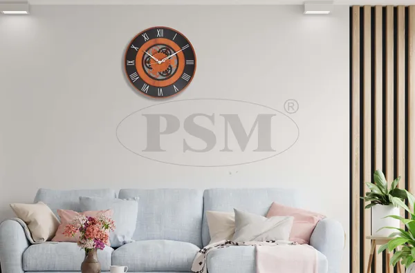 LASER_CUT_WOODEN_WALL_CLOCK_BROWN_BLACK_15_INCH_ROUND_PSM_1118