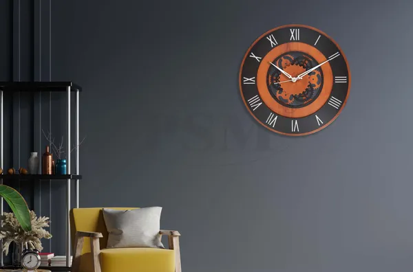 LASER_CUT_WOODEN_WALL_CLOCK_BROWN_BLACK_15_INCH_ROUND_PSM_1118
