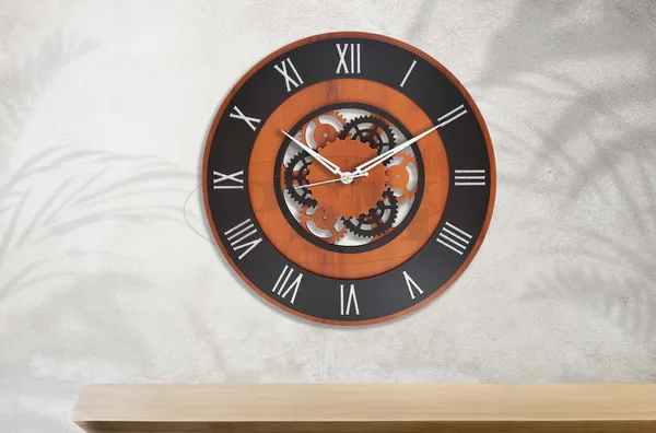 LASER_CUT_WOODEN_WALL_CLOCK_BROWN_BLACK_15_INCH_ROUND_PSM_1118