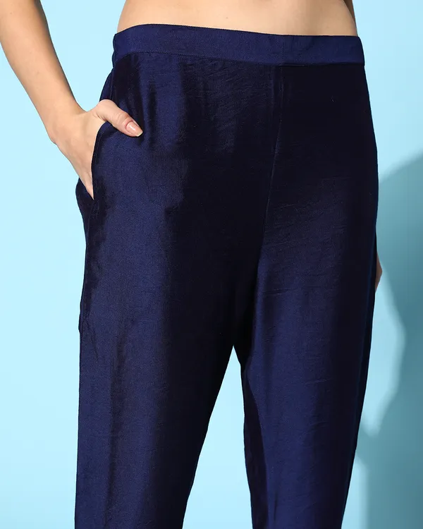 Blue_Jacquard_Zari_Weaving_Kurta_Pant_Set_With_Dupatta