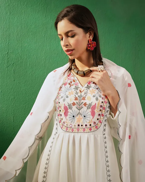 Off_White_Georgette_Mirror_Work_Embroidered_Kurta_With_Palazzo_And_Dupatta_Set_For_Women