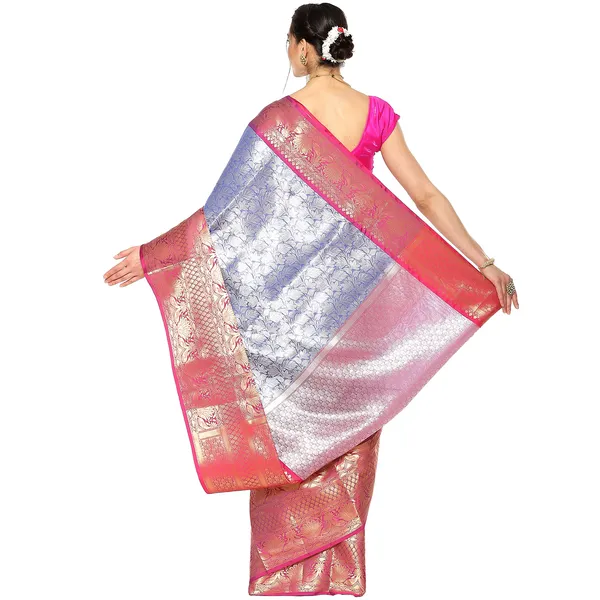Blue_Kanchi_Silk/Brocade_Banarasi_Sarees_For_Women