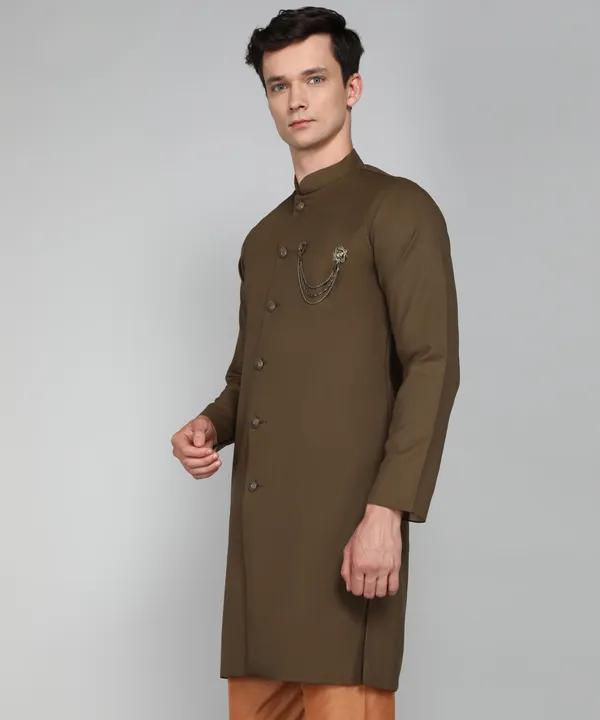 Solid_Coffee_Cotton_Blend_Nawabi_With_Paijama