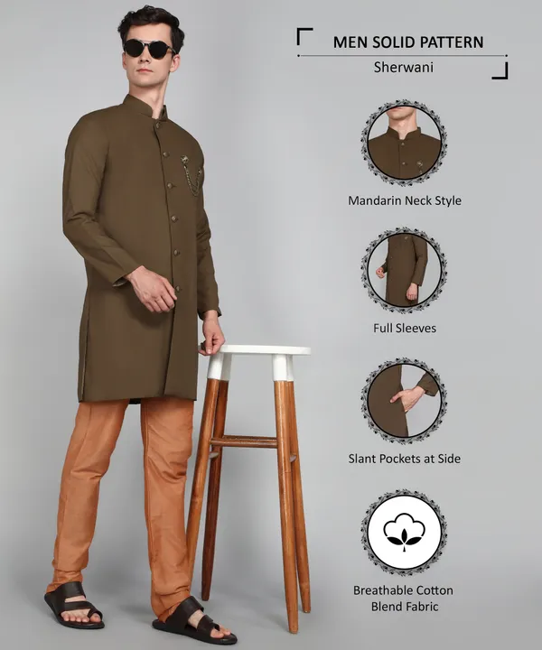 Solid_Coffee_Cotton_Blend_Nawabi_With_Paijama