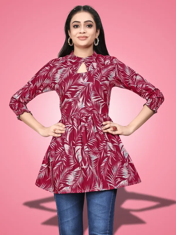 Maroon_Classic_Rayon_Solid_Trendy_Tops
