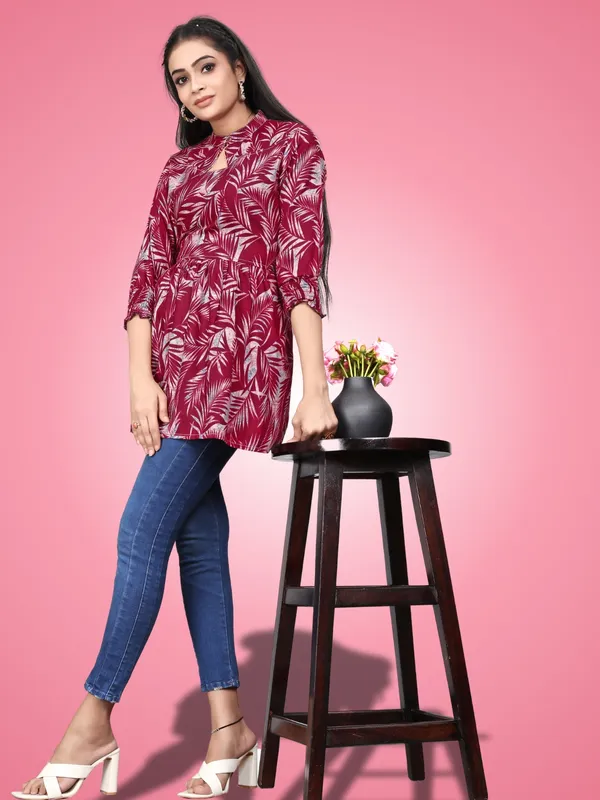 Maroon_Classic_Rayon_Solid_Trendy_Tops