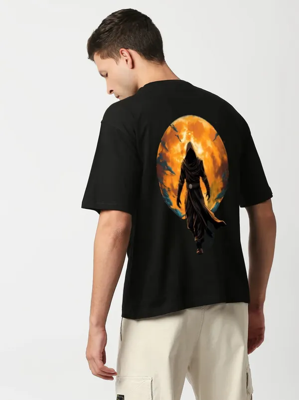 Black_Oversized_Printed_Half_Sleeve_Cotton_T-Shirt_For_Men