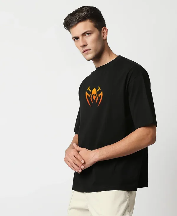 Black_Oversized_Printed_Half_Sleeve_Cotton_T-Shirt_For_Men