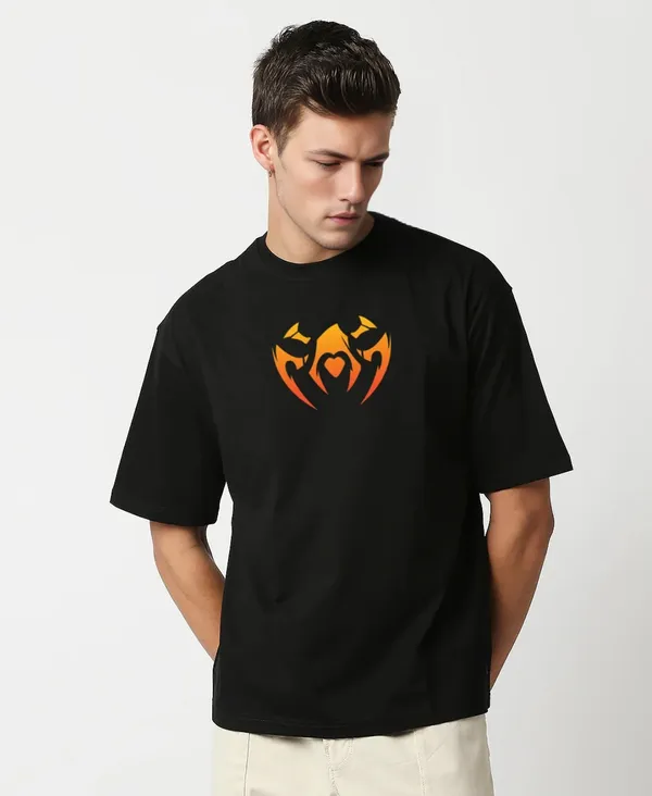 Black_Oversized_Printed_Half_Sleeve_Cotton_T-Shirt_For_Men