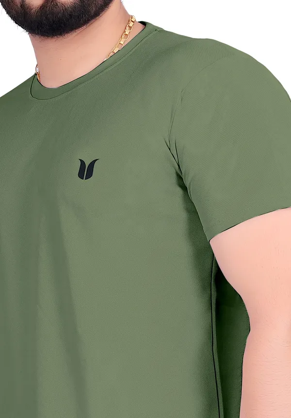 Men_Solid_Round_Neck_green_T-Shirt