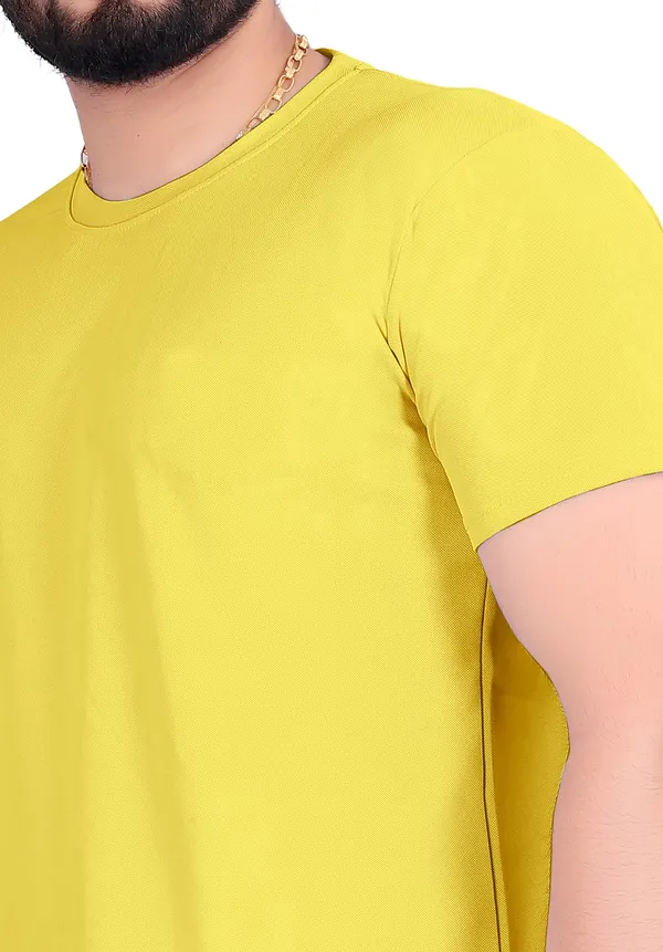 Men_Solid_Round_Neck_yellow_T-Shirt