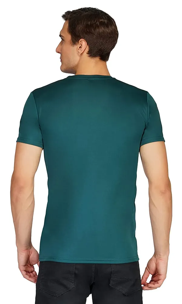 Men_Solid_lycra_Round_Neck_Bottel_Green_T-Shirt