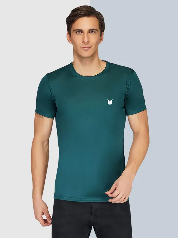 Men_Solid_lycra_Round_Neck_Bottel_Green_T-Shirt