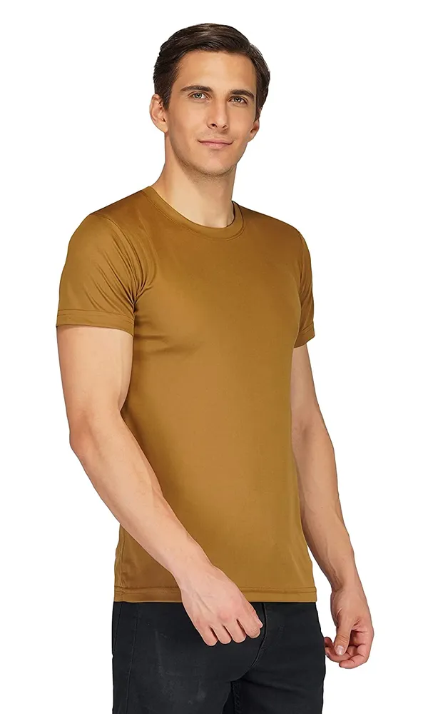 Men_Solid_lycra_Round_Neck_Brown_T-Shirt