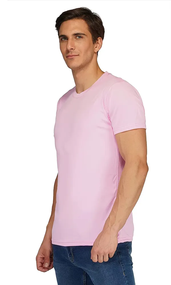 Men_Solid_lycra_Round_Neck_Pink_T-Shirt