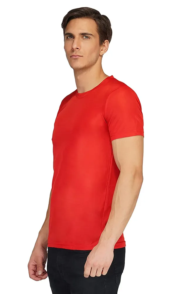 Men_Solid_lycra_Round_Neck_Red_T-Shirt