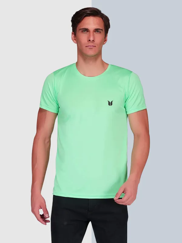 Men_Solid_lycra_Round_Neck_Sea_Green_T-Shirt