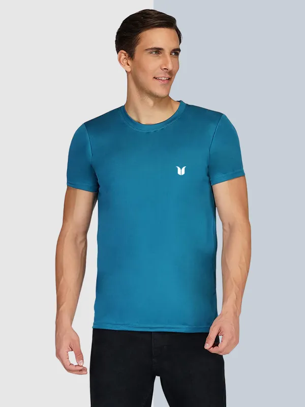 Men_Solid_lycra_Round_Neck_Teal_T-Shirt