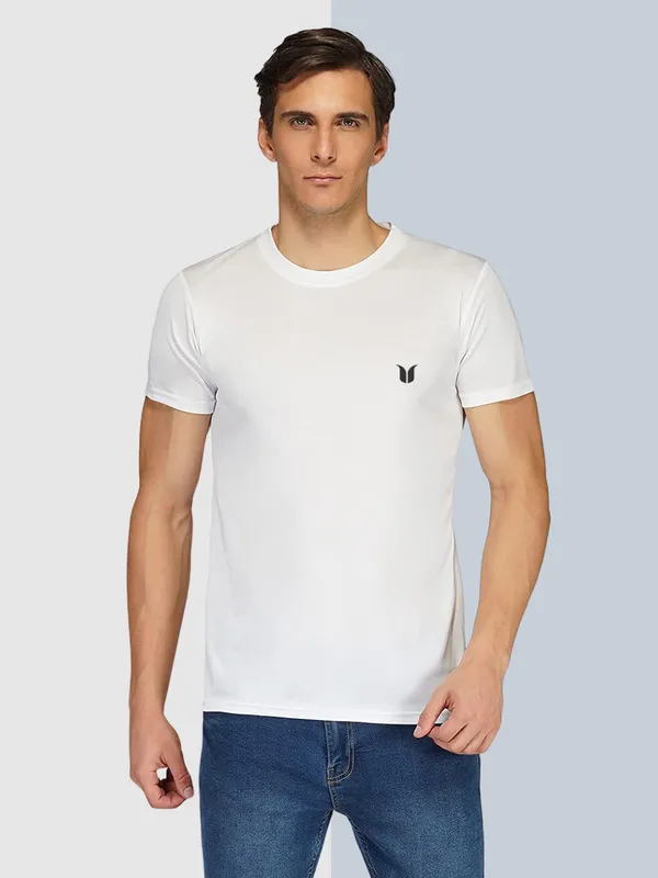 Men_Solid_lycra_Round_Neck_White_T-Shirt
