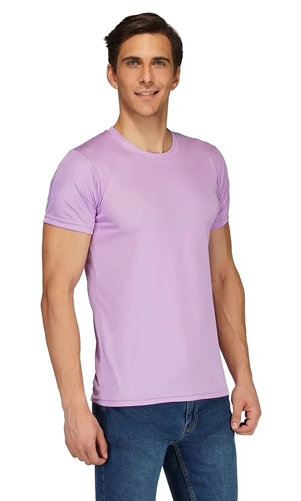 Men_Solid_lycra_Round_Neck__Light_Purple_T-Shirt