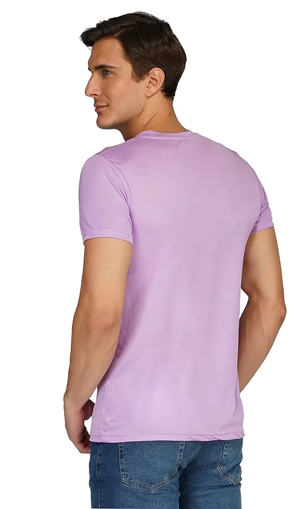 Men_Solid_lycra_Round_Neck__Light_Purple_T-Shirt