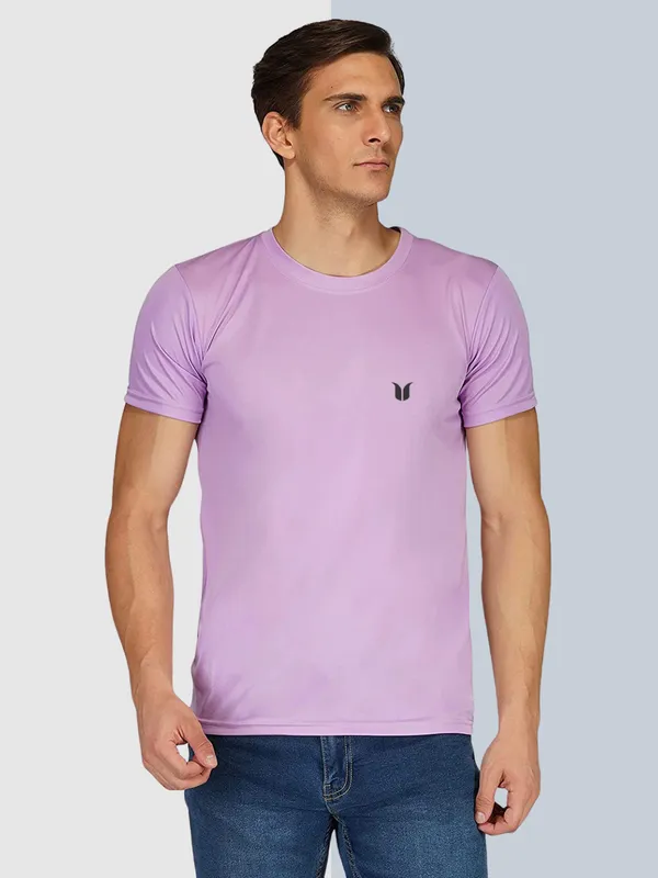 Men_Solid_lycra_Round_Neck__Light_Purple_T-Shirt