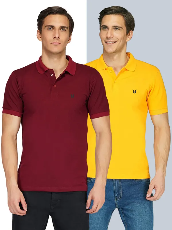 Pack_of_2_Men_Solid_Polo_Neck_Maroon_and_yellow_T-Shirt