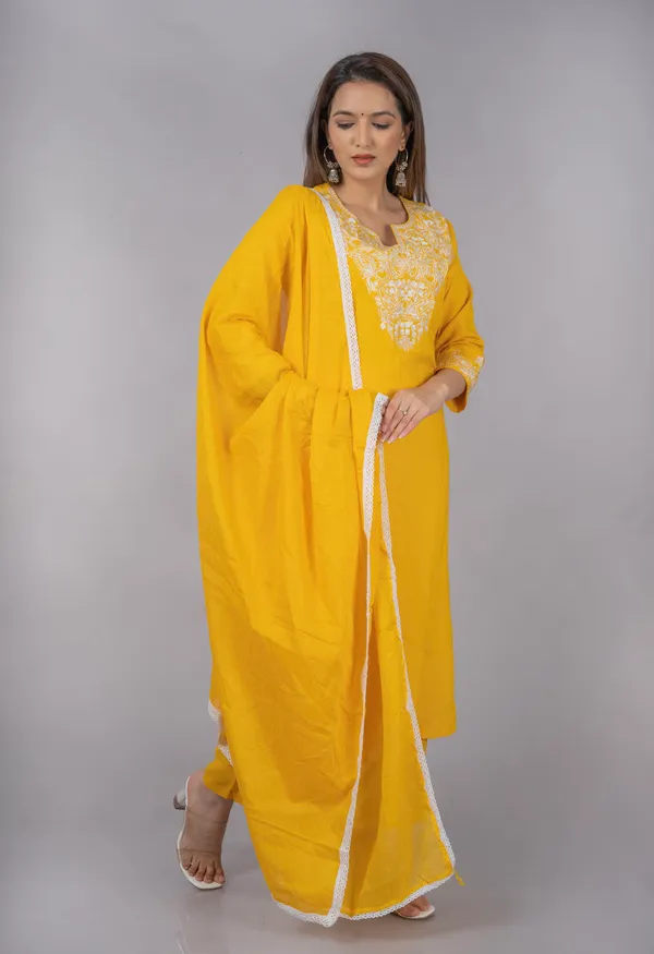 Mustard_Soft_Rayon_Embroidered_Kurta_and_Pants_with_Dupatta