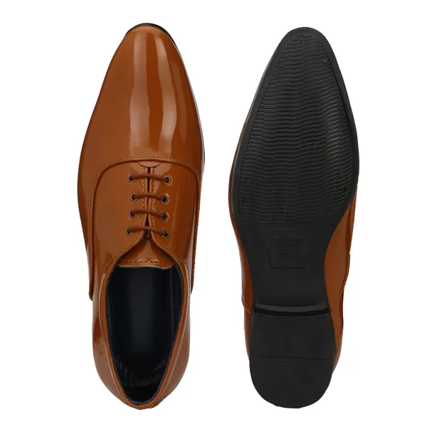 Tan_Brown_Patent_Leather_And_Pu_Lace_Ups_Derby_For_Men