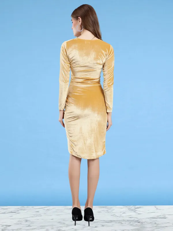 Gold_Velvet_Bodycon_Dress_For_Women
