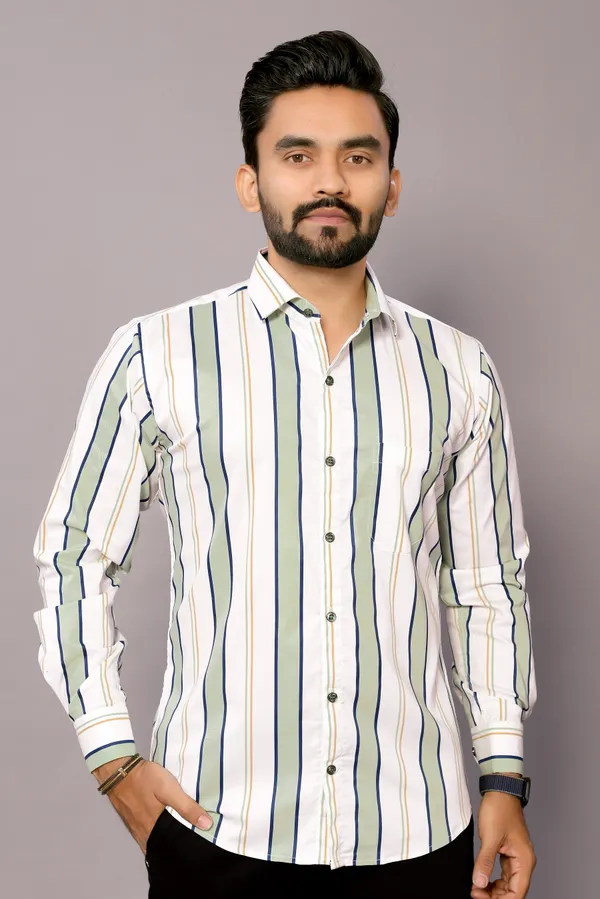 Pagazo_White_Green_Colour_Printed_Shirt