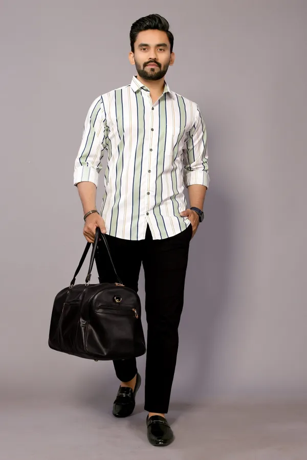 Pagazo_White_Green_Colour_Printed_Shirt
