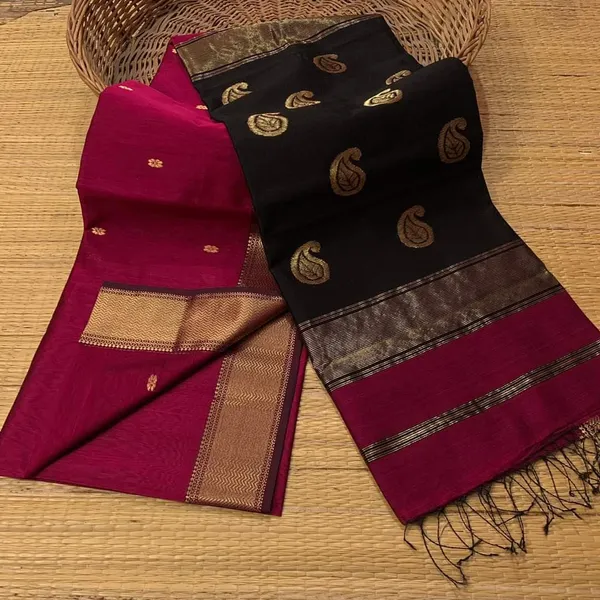 Maroon_And_Black_Mango_Maheshwari_Cotton_Silk_Saree