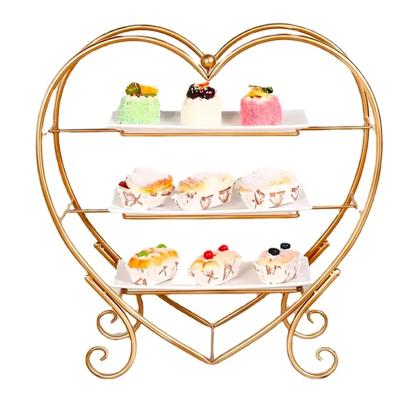 Heart_Shape_Metal_Snacks_Organizer_|_Buffet_Server_Gold_And_White,_Round,_Display_Pastry_Rack_Three_Tier_Snack
