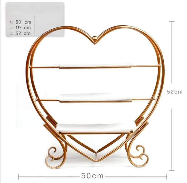 Heart_Shape_Metal_Snacks_Organizer_|_Buffet_Server_Gold_And_White,_Round,_Display_Pastry_Rack_Three_Tier_Snack