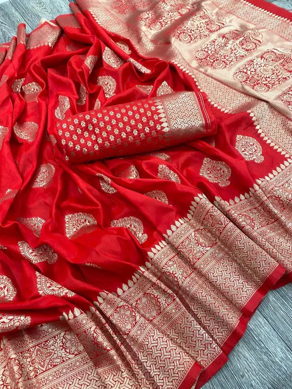 Red_Bell_Banarasi_Silk_Wedding_&_Party_Wear_Saree_&_Unstiched_Blouse_For_Women