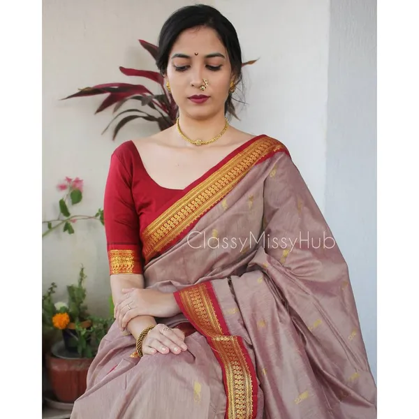 Cofee/Red_Banarasi_Silk_Wedding_&_Party_Wear_Saree_&_Unstiched_Blouse_For_Women