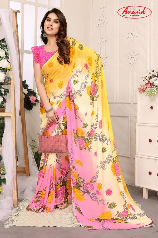 Floral_Print_Bollywood_Georgette_Saree_(Pink)