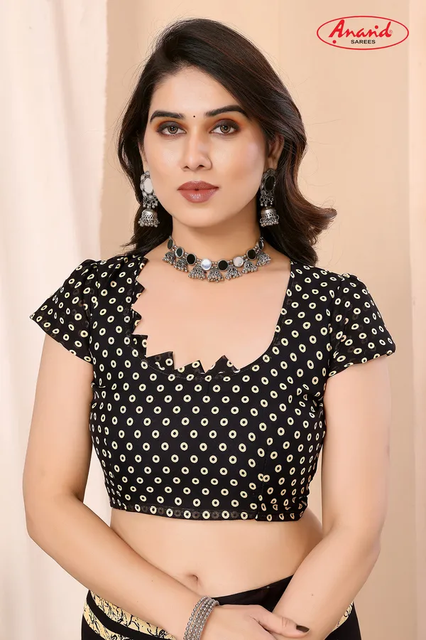 Printed,_Paisley,_Geometric_Print_Bollywood_Georgette_Saree_(Black)