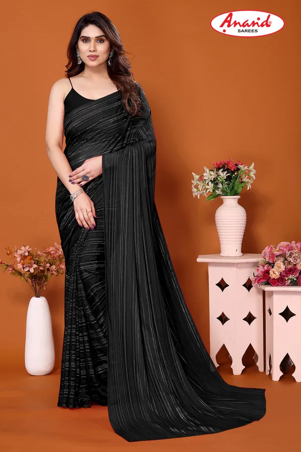 Embellished,_Striped,_Self_Design_Leheria_Satin_Saree_(Black)