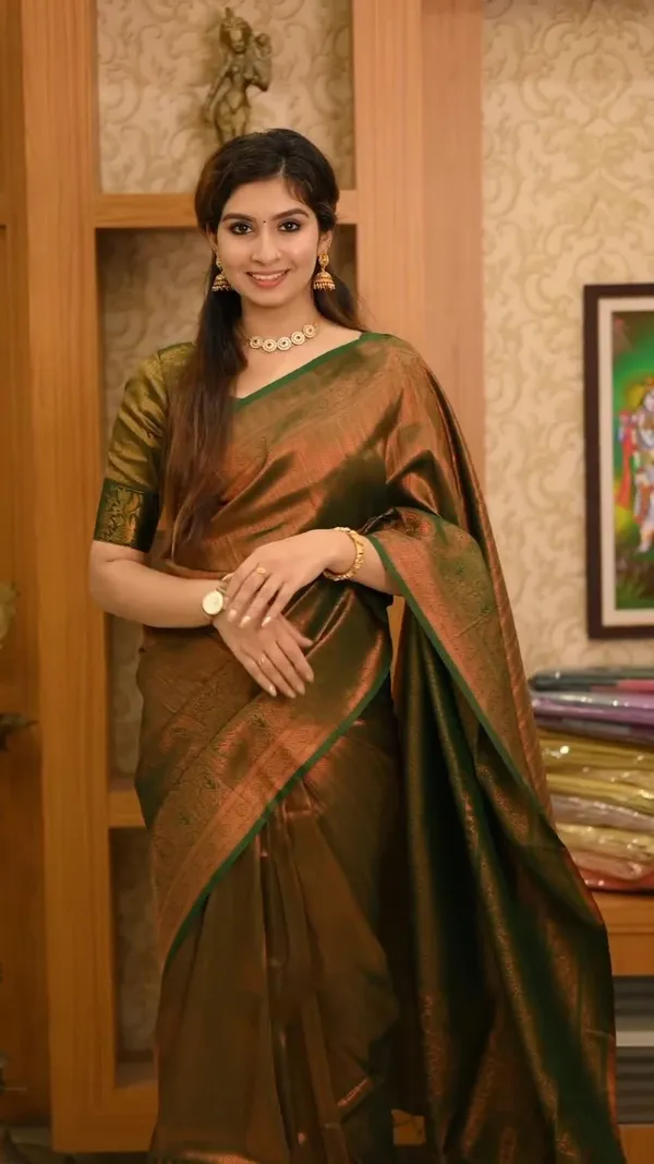 Mehandi_Brown_Banarasi_Silk_with_Blouse_Work_And_Saree_with_Blouse_For_Women