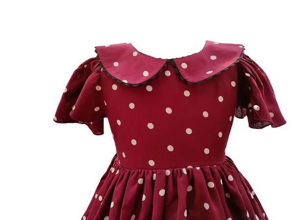 Maroon_Cotton_Polka_Dot_Printed_Round_Neck_Dress_For_Girls