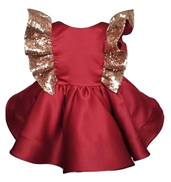 Maroon_Sequined_Solid_Round_Neck_Dress_For_Girls