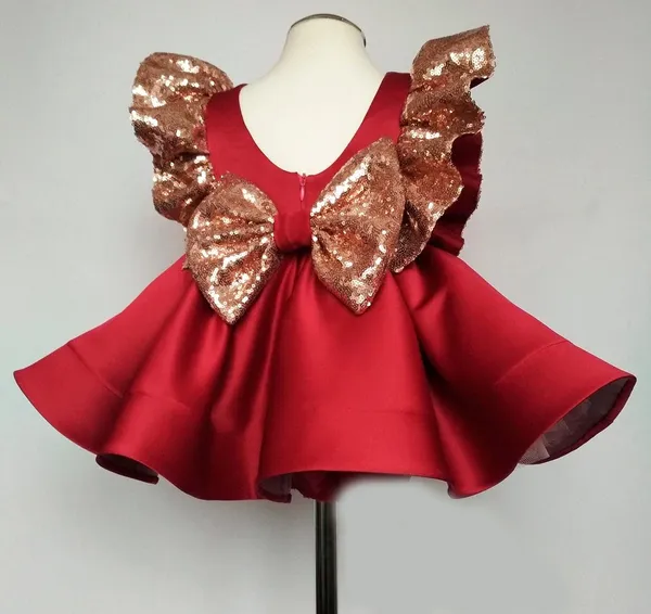 Maroon_Sequined_Solid_Round_Neck_Dress_For_Girls