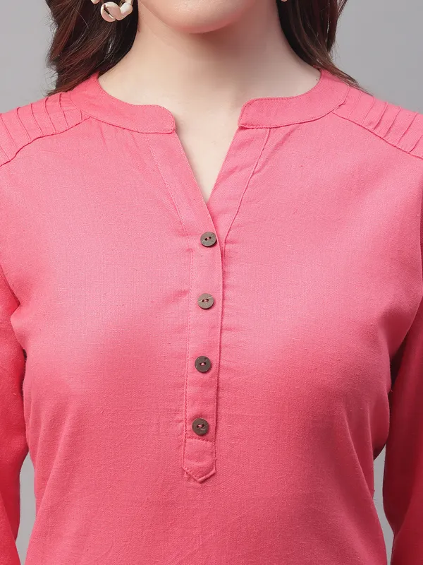 Pink_Cotton_Pintex_Work_Short_Kurti_(Peach)