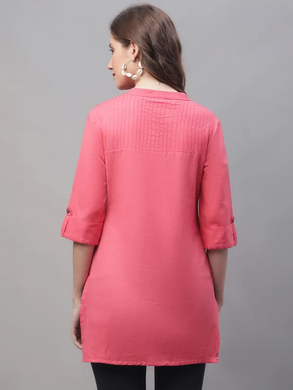 Pink_Cotton_Pintex_Work_Short_Kurti_(Peach)